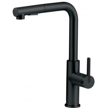 Baterie pentru chiuveta bucatarie, negru, cap mixer, 2 tipuri de jet, dus extractabil, Deante Momi