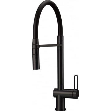 Baterie pentru chiuveta bucatarie, negru, cap mixer, pipa flexibila, 2 tipuri de jet, Deante Magnetic