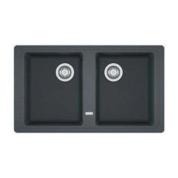 Chiuveta bucatarie compozit Franke Basis 2 cuve fara picurator 86x50 cm finisaj negru mat