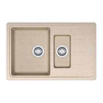 Chiuveta bucatarie compozit Franke Basis Avena 1 cuva 1/2 cu picurator 78x50 cm reversibila finisaj bej mat