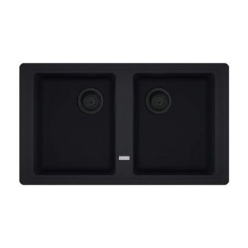 Chiuveta bucatarie compozit Franke Basis VN 2 cuve fara picurator 86x50 cm finisaj negru mat