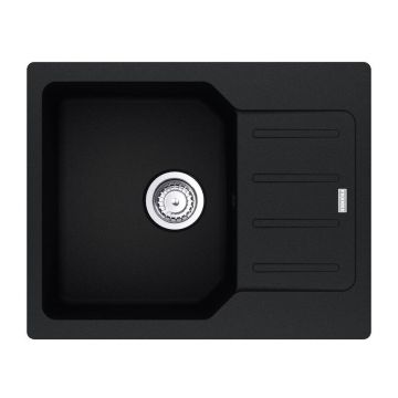 Chiuveta bucatarie compozit Franke City 1 cuva cu picurator 62x50 cm reversibila finisaj negru mat