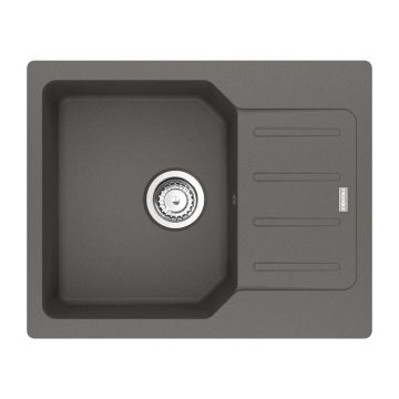 Chiuveta bucatarie compozit Franke City 1 cuva cu picurator 62x50 cm reversibila finisaj Stone Grey mat