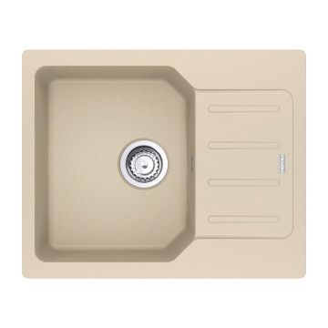 Chiuveta bucatarie compozit Franke City Avena 1 cuva cu picurator 62x50 cm reversibila finisaj bej mat
