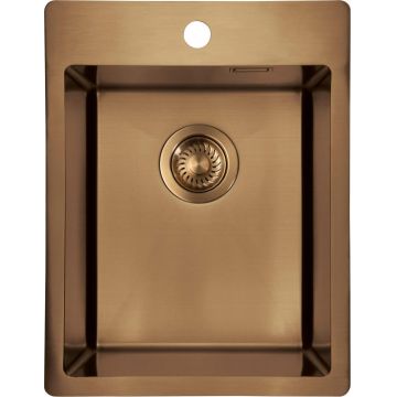 Chiuveta bucatarie din inox, bronz, 50.5x39 cm, Deante Olfato Precious