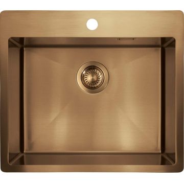 Chiuveta bucatarie din inox, bronz, 55x50.5 cm, Deante Olfato Precious