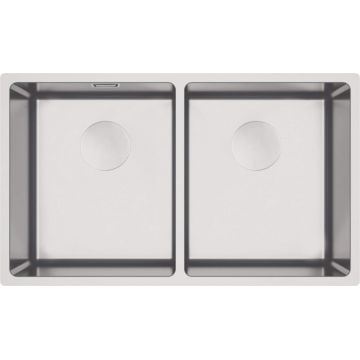 Chiuveta bucatarie din otel, cu doua cuve, otel, 74x44 cm, Deante Egeria