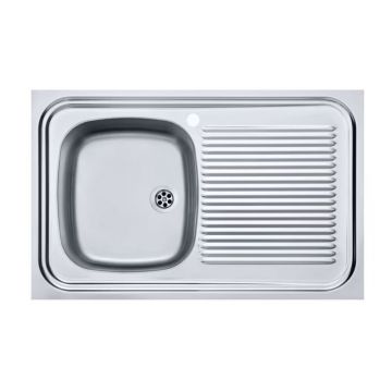 Chiuveta bucatarie inox Franke Simplex 80x50 cm cu 1 cuva cu picurator dreapta finisaj texturat