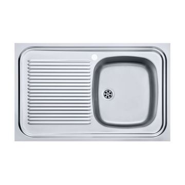 Chiuveta bucatarie inox Franke Simplex 80x50 cm cu 1 cuva cu picurator stanga finisaj texturat