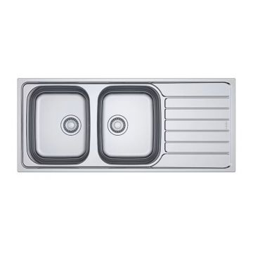 Chiuveta bucatarie inox Franke Spark 116x50 cm cu 2 cuve si picurator dreapta finisaj lucios