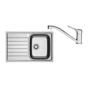 Chiuveta bucatarie inox Franke Spark 78x50 cm cu 1 cuva cu picurator dreapta finisaj lucios plus baterie crom