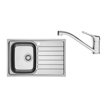 Chiuveta bucatarie inox Franke Spark 78x50 cm cu 1 cuva cu picurator dreapta finisaj texturat plus baterie crom