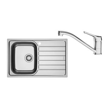 Chiuveta bucatarie inox Franke Spark 78x50 cm cu 1 cuva cu picurator stanga finisaj lucios plus baterie crom
