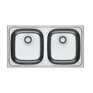 Chiuveta bucatarie inox Franke Spark 80x50 cm cu 2 cuve fara picurator finisaj texturat