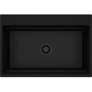 Chiuveta bucatarie magnetica din granit, 76x52 cm, negru, Deante Magnetic