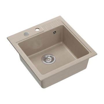 Chiuveta compozit incastrata Quadron Pop Peter 110 bej - inox 50x52 cm
