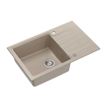 Chiuveta compozit incastrata Quadron Pop Peter 111 bej - inox 78x50 cm