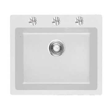 Chiuveta compozit Inter Ceramic finisaj granit alb 57x50 cm