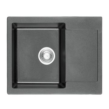 Chiuveta compozit Inter Ceramic finisaj granit gri 62x50 cm cu picurator