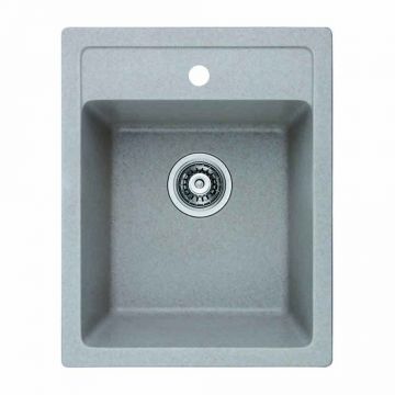 Chiuveta compozit Inter Ceramic finisaj granit gri nisip 40x50 cm cu orificiu baterie
