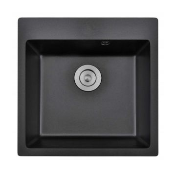 Chiuveta compozit Inter Ceramic finisaj granit negru 50x50 cm