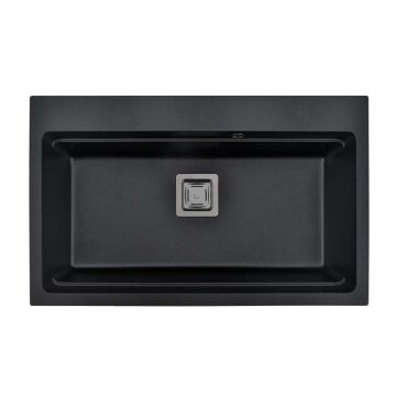 Chiuveta compozit Inter Ceramic finisaj granit negru 78x48 cm