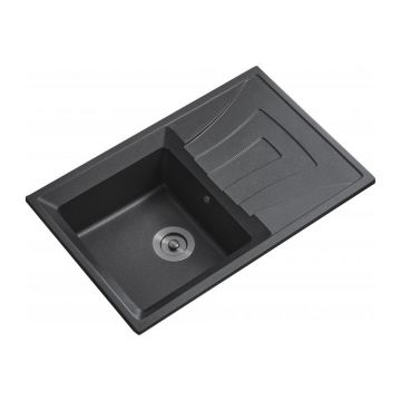 Chiuveta compozit Inter Ceramic finisaj negru 78x50 cm cu picurator