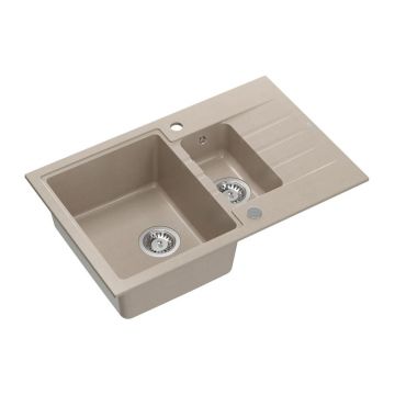 Chiuveta compozit Quadron Pop Peter 156 bej - inox 78x50 cm