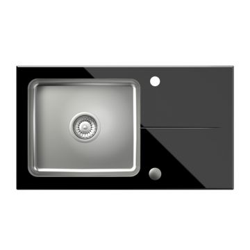 Chiuveta inox incastrata Quadron Pop Hugh 111 finisaj inox - negru 77x44 cm