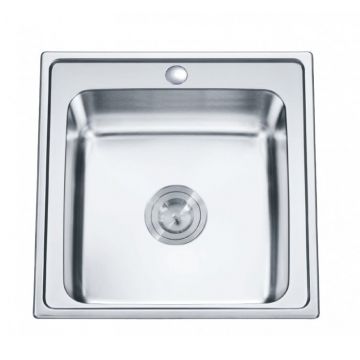 Chiuveta inox Inter Ceramic Tampico cu o cuva fara picurator finisaj inox satinat 50x50 cm