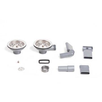 Kit sistem scurgere Franke pentru chiuvete cu 2 cuve finisaj inox lucios