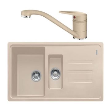 Set chiuveta bucatarie compozit Franke Malta Avena 1 cuva 1/2 cu picurator 97x50 cm finisaj bej mat cu Novara Plus
