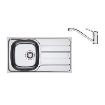 Set chiuveta bucatarie inox Franke Spark 78x43.5 cm cu 1 cuva si picurator dreapta finisaj lucios plus baterie crom