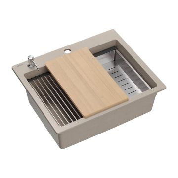 Statie de lucru incastrata Quadron Kurt 110 bej - inox 59.5x50 cm
