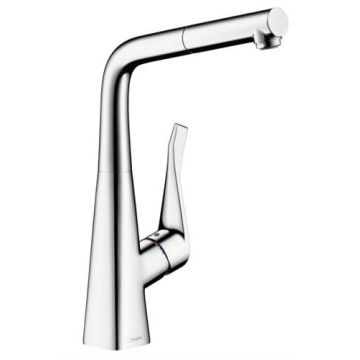 Baterie bucatarie Hansgrohe Metris dus extractibil crom