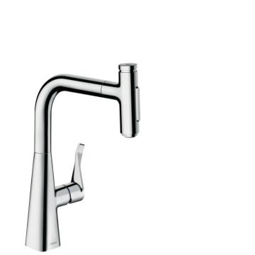 Baterie bucatarie Hansgrohe Metris Select 240 M71 dus extractibil cu doua tipuri de jet crom lucios