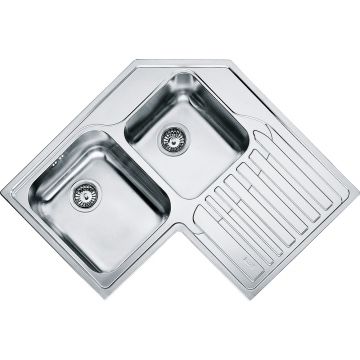Chiuveta bucatarie Franke Angolo STX 621-E de colt picurator dreapta 830x830mm inox satinat