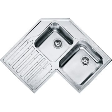 Chiuveta bucatarie Franke Angolo STX 621-E de colt picurator stanga 830x830mm inox satinat