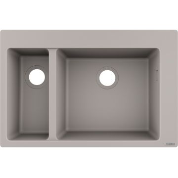 Chiuveta bucatarie Hansgrohe S510-F635 SilicaTec 180/450 cu 2 cuve inegale 51x77x19cm concrete grey