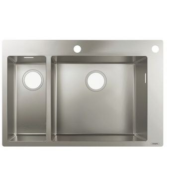 Chiuveta bucatarie Hansgrohe S712-F655 755x500mm cuva mare dreapta orificiu buton control inox