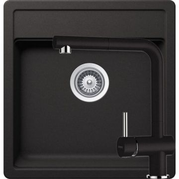 Set chiuveta bucatarie Schock Nemo N-100S si baterie bucatarie Schock Epos Cristalite Nero cu dus extractibil 49 x 51 cm Set chiuveta bucatarie Schock Nemo N-100S si baterie bucatarie Schock Epos Cristalite Nero cu dus extractibil 49 x 51 cm