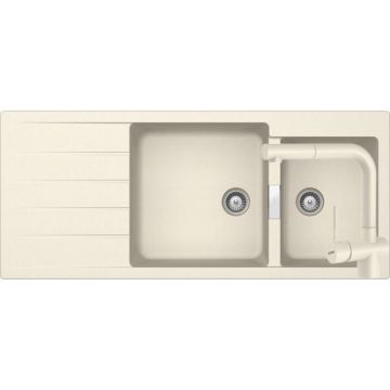 Set chiuveta bucatarie Schock Signus D-175 si baterie bucatarie Schock Laios Cristadur Magnolia cu dus extractibil 116 x 50 cm