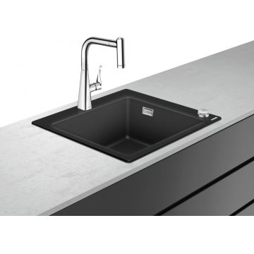 Set Hansgrohe C51-F450-01 Sink combi 450 Select Chiuveta SilicaTec 51x56x19cm graphite black + Baterie din doua elemente cu dus extractibil ComfortZone 220