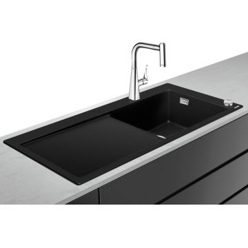 Set Hansgrohe C51-F450-03 Sink combi 450 Select Chiuveta SilicaTec picurator stanga 51x105x19cm graphite black + Baterie din doua elemente cu dus extractibil ComfortZone 220