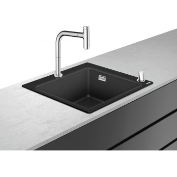 Set Hansgrohe C51-F450-06 Sink combi 450 Chiuveta SilicaTec 51x56x19cm graphite black + Baterie din doua elemente cu dus extractibil ComfortZone 200