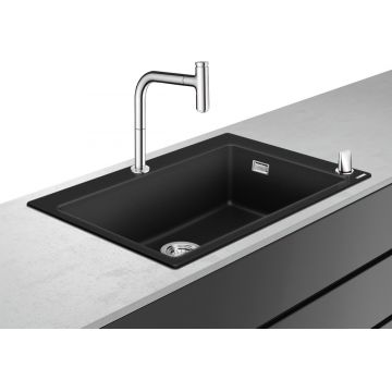 Set Hansgrohe C51-F660-07 Sink combi 660 Chiuveta SilicaTec 51x77x19cm graphite black + Baterie din doua elemente cu dus extractibil ComfortZone 200