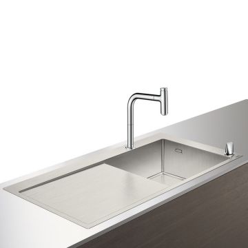 Set Hansgrohe Sink Combi C71-F450-07 chiuveta inox 1045mm picurator stanga + baterie din doua elemente cu dus extractibil crom