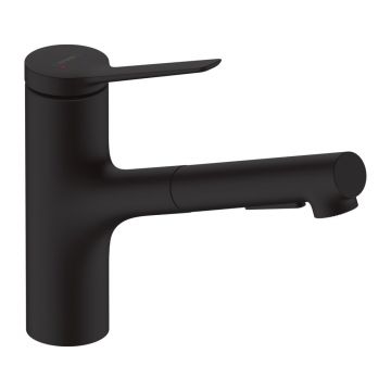 Baterie bucatarie cu dus extractibil Hansgrohe Zesis M33 monocomanda negru mat