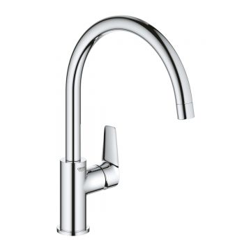 Baterie bucatarie Grohe Bauedge, pipa pivotanta, crom, furtune flexibile-31367001