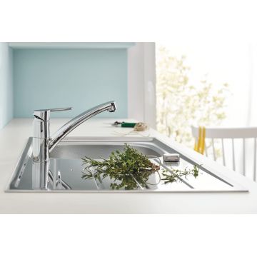 Baterie bucatarie Grohe StartEco, pipa joasa,crom, furtunuri flexibile-31685000